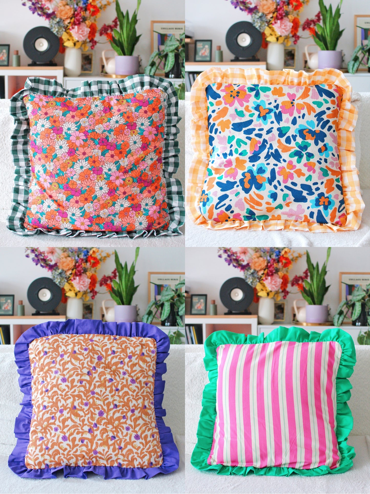 Housses coussins colorées