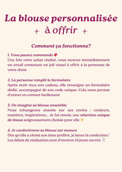 Blouses Madeleine à personnaliser 🎟️