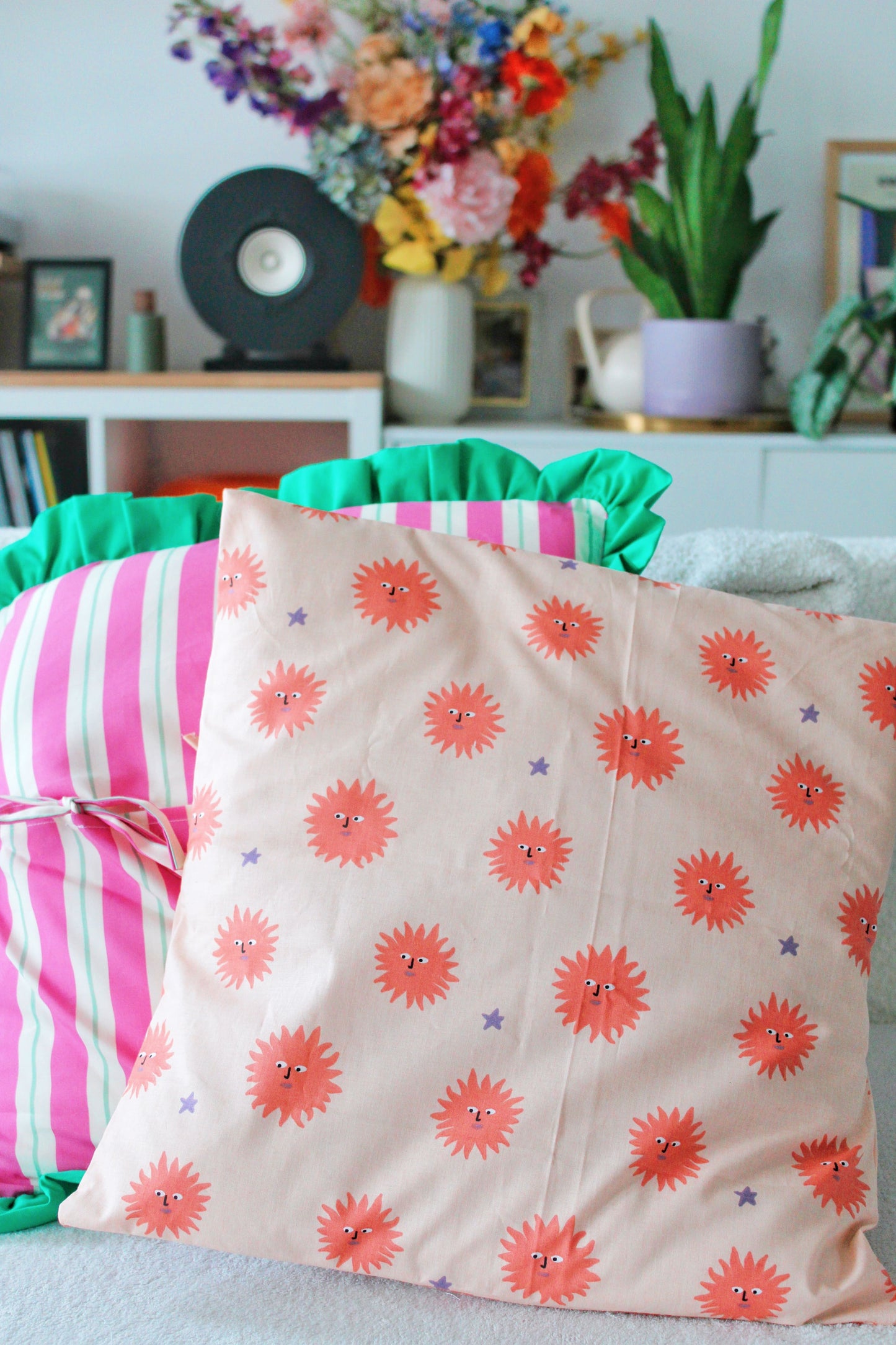 Housses coussins colorées